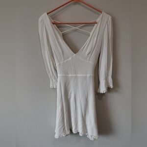 Lulu's White Mini Dress with Embroidered Details